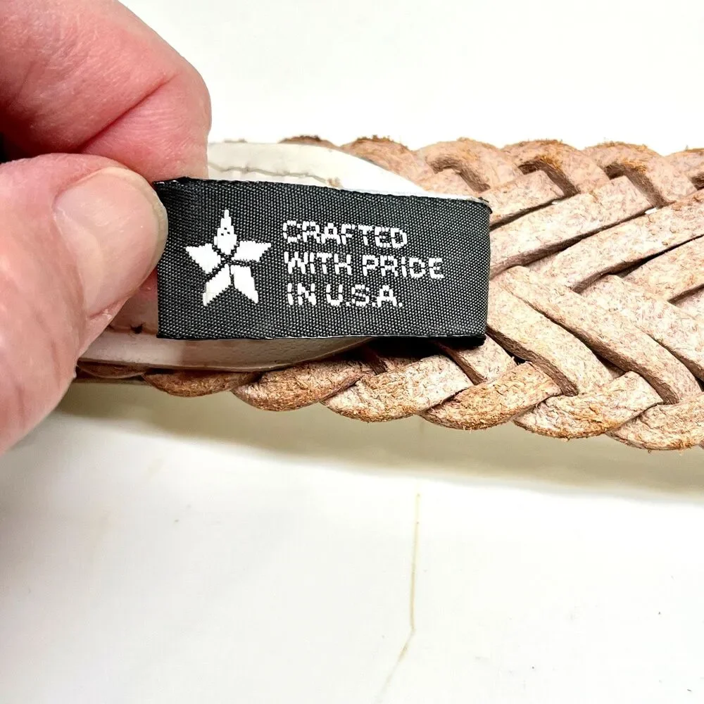 Vintage Brighton White Braided Leather Weave Belt Size S M Womens Brass Made USA